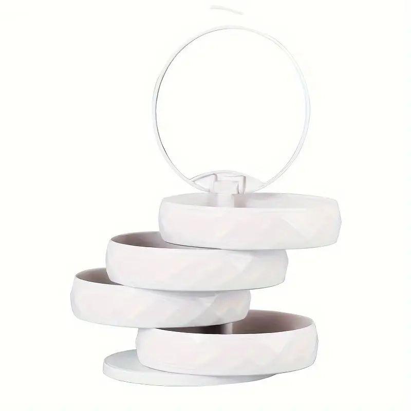 Rotating Jewelry Box, Multi-layer Storage for Earrings & Necklaces with Mirror, Dustproof Design