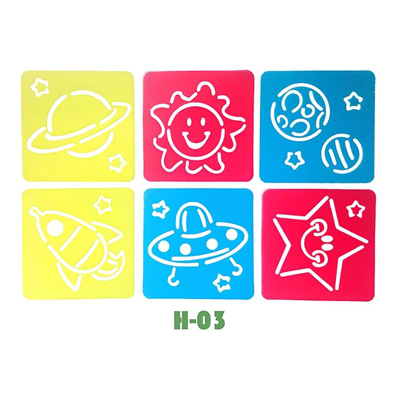 6PCS Hollow Out Painting Template Washable Reusable Plastic Graffiti Ruler DIY Paint Tool Creative Craft Drawing Accessories ZYF