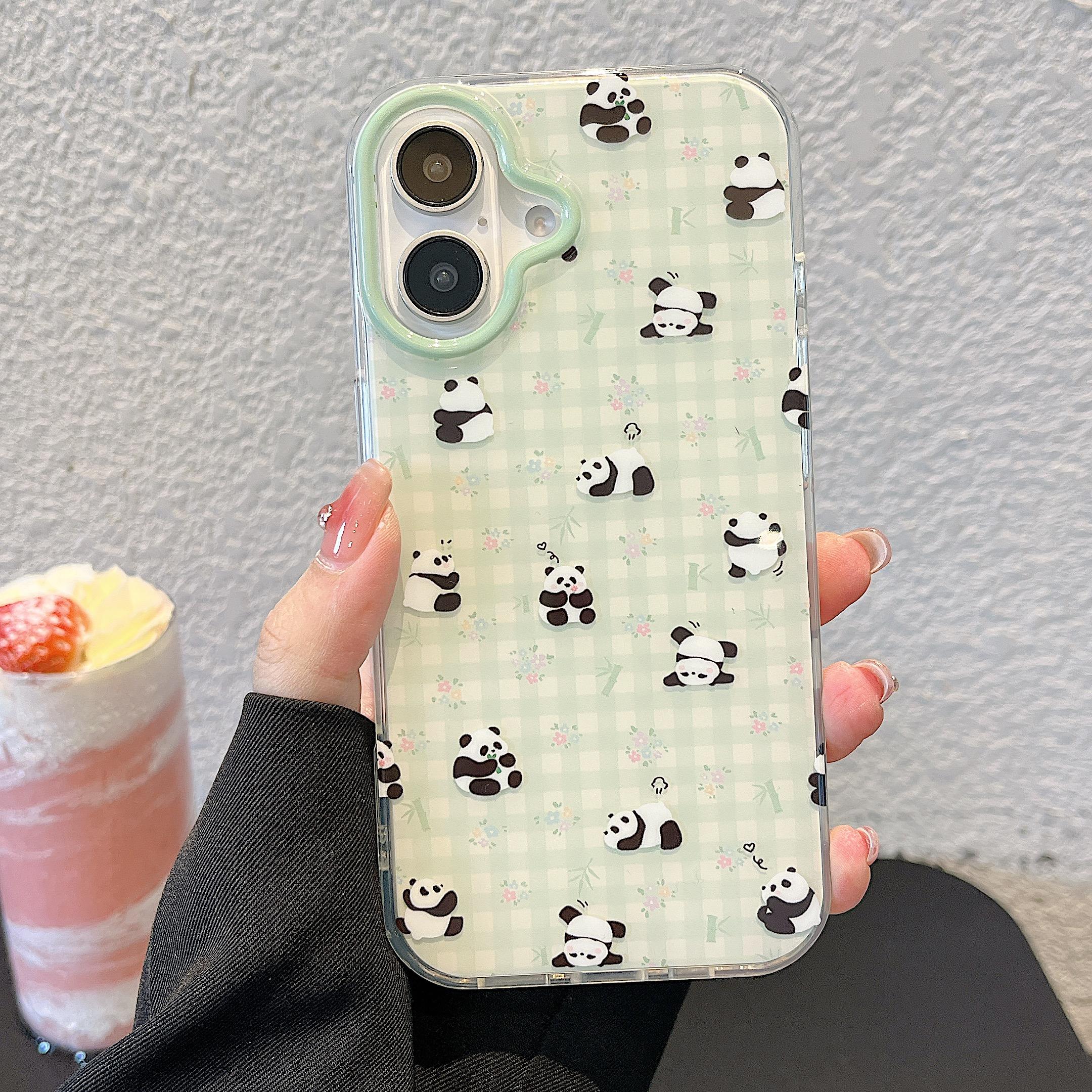 

Чехол Cute Panda для iPhone 16Pro, прозрачный, эстетичный, стильный, мягкий, прочный, симпатичный, ударопрочный защитный чехол из ТПУ для iPhone 13, 14, 15, 16 Pro Max iPhone 13