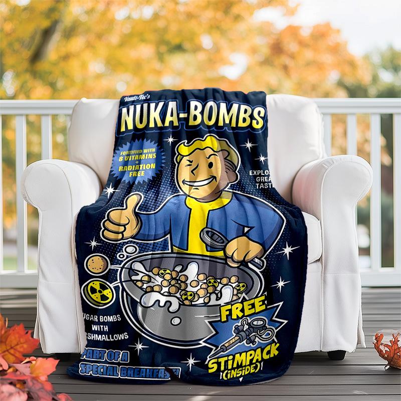 1pc NUKA-BOMBS Fallout1 Theme Blanket - Digital Print, Polyester, Cozy for All Seasons, Perfect for Outdoor, Camping, and Travel