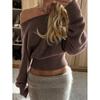 2026 Asymmetrical Off-Shoulder Sweater Women Casual Design Solid Color Long Sleeve