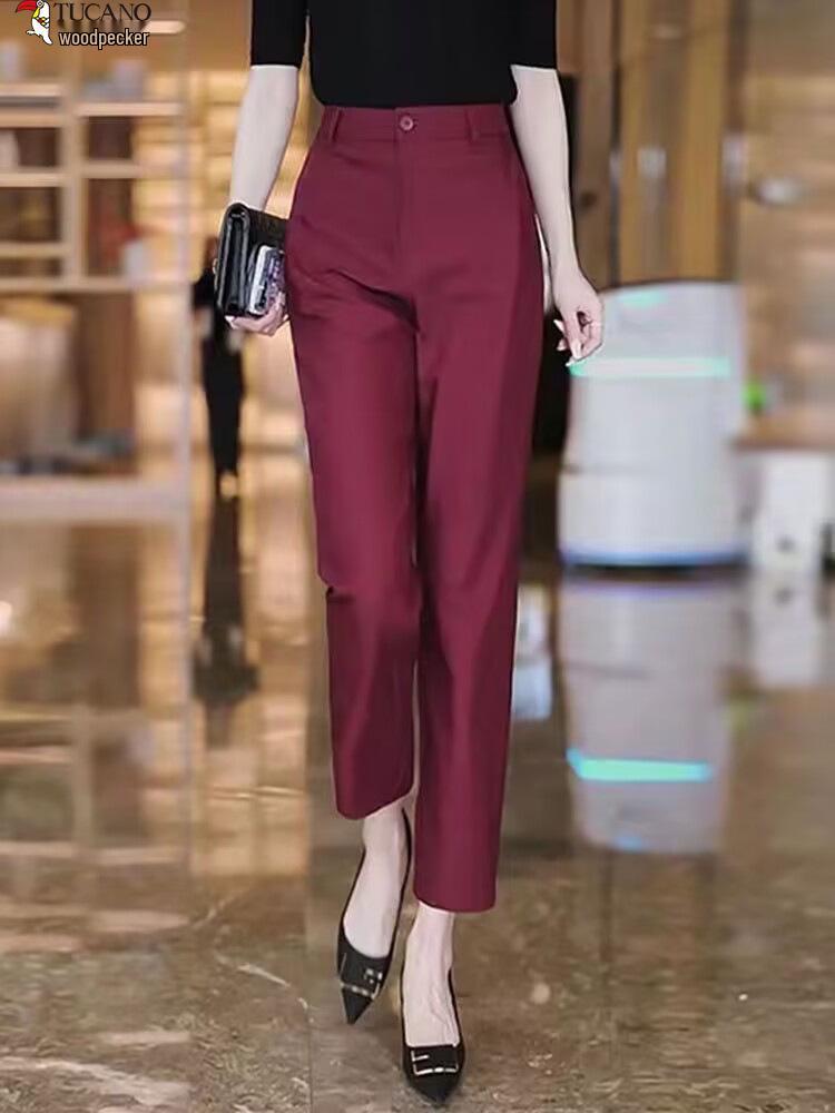 Woodpecker 2025 High Waist Spring/Autumn Straight-Leg Cigarette Pants for Women