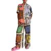 2 Teile/satz Herbst Frühling Frauen Pyjamas Anzug Bunte 3D Druck Langarm