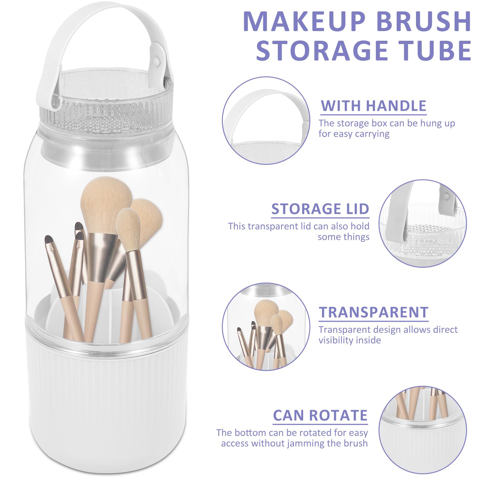 

360° Rotating Cosmetic Brush Cleaning Organizer with Dustproof Cover Makeup Brush Cleaner Storage for Desktop Bathroom фіолетовий