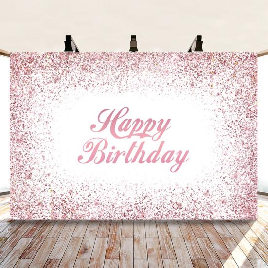 Background Cloth Add Atmosphere Hanging Shiny Printing Decorative Romantic Photograph Prop Pink Flower Print Different Style Birthday Party Backdrop