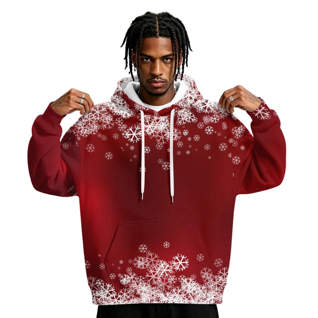 Men's Hooded Sweatshirt with Pockets Christmas Print