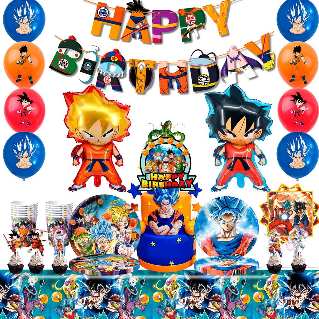 Cartoon Party Supplies, Anime Birthday Party Decorations  Tableware Set Including Anime Birthday Plates Tablecloth Balloon Banner Etc