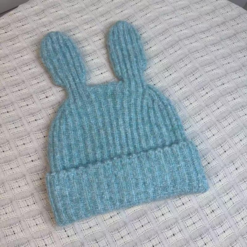 Female autumn and winter Japanese cute big ears funny knitted hat warm personality versatile face small wool hat tide