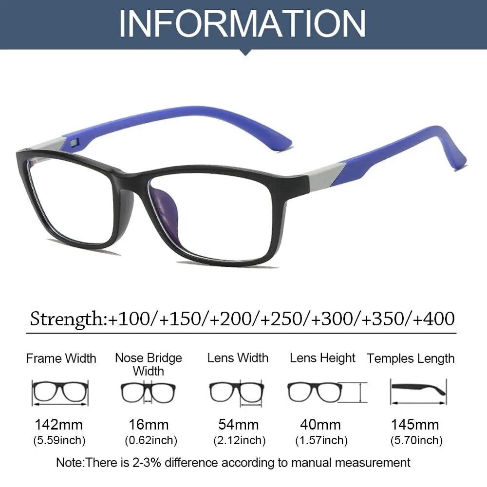 Sportliche quadratische Lesebrille Klassisch ultraleicht Blaulichtfilter Alterssichtigkeit Brille Damen Herren Fernsicht Optische Brille
