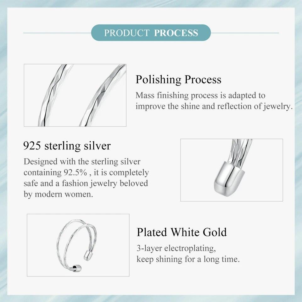 Bamoer Vícevrstvý prsten ze stříbra 925 pro ženy, otevřený nastavitelný široký prsten pro dospívající dívky Módní šperky