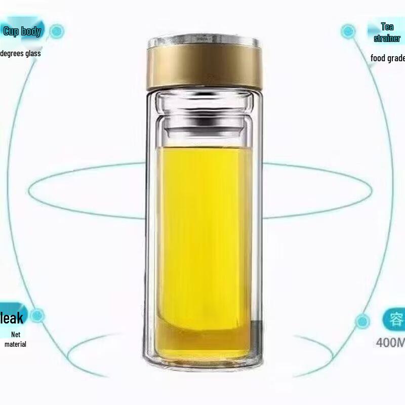 BSK Elegant Double-Wall Glass Tea Infuser Bottle 300ml