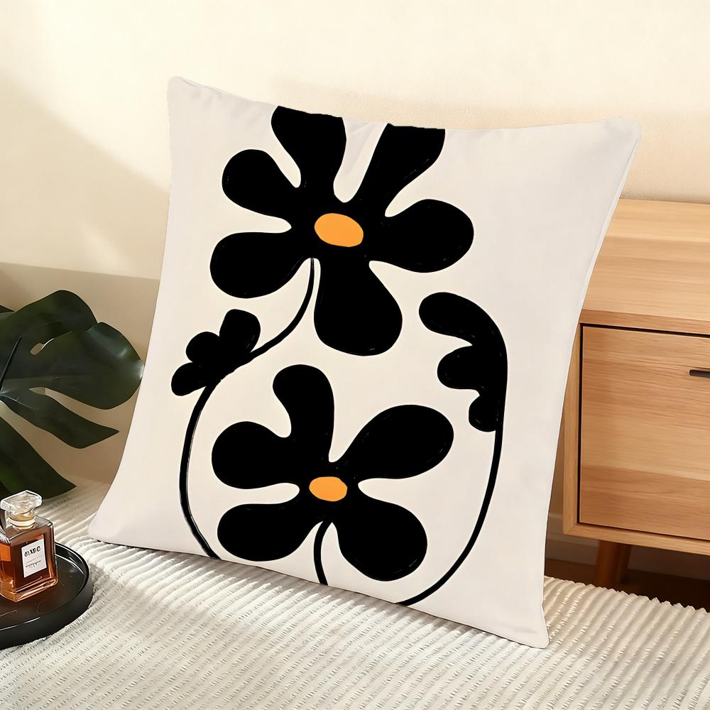 Classic Modern Flowers Cushion Cover Soft Short Plush Pillow Cover Smooth Cozy Texture Aesthetic Cushion Case Home Decor