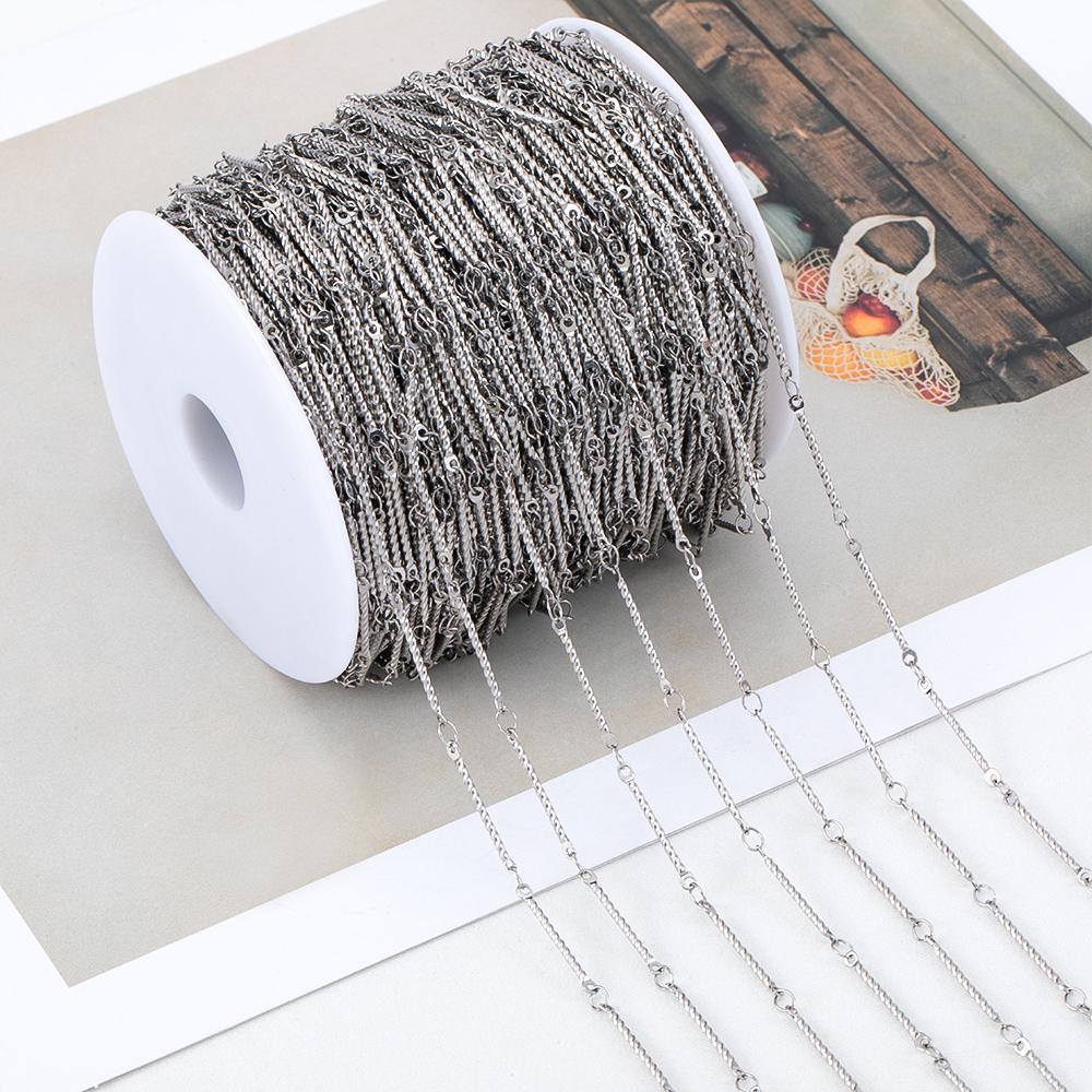 No Fade 1Meter Stainless Steel Gold & Silver Color Twist Stick Link Chain Bulk Chains for DIY Necklace Bracelet Jewelry Making