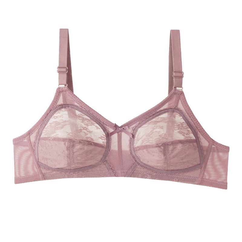 Women's Ultra-thin Sexy Lace Full Cup Wire-free Bra Gathered Breathable Transparent Underwear Plus Size
