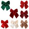 Christmas Bow Red Green Ribbon Bow Xmas Tree Decor Sequined Bow for Windows Doors Gift Wrapping Festive Holiday Decor