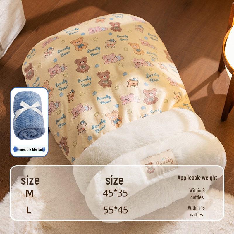 Przytulny śpiwór i łóżko dla kota: Ciepłe, zamknięte gniazdo zapewniające komfort zimą