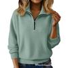 Pull en tricot pour femme 2026 à fermeture éclair et col revers - Coupe ample à manches longues pour un style décontracté