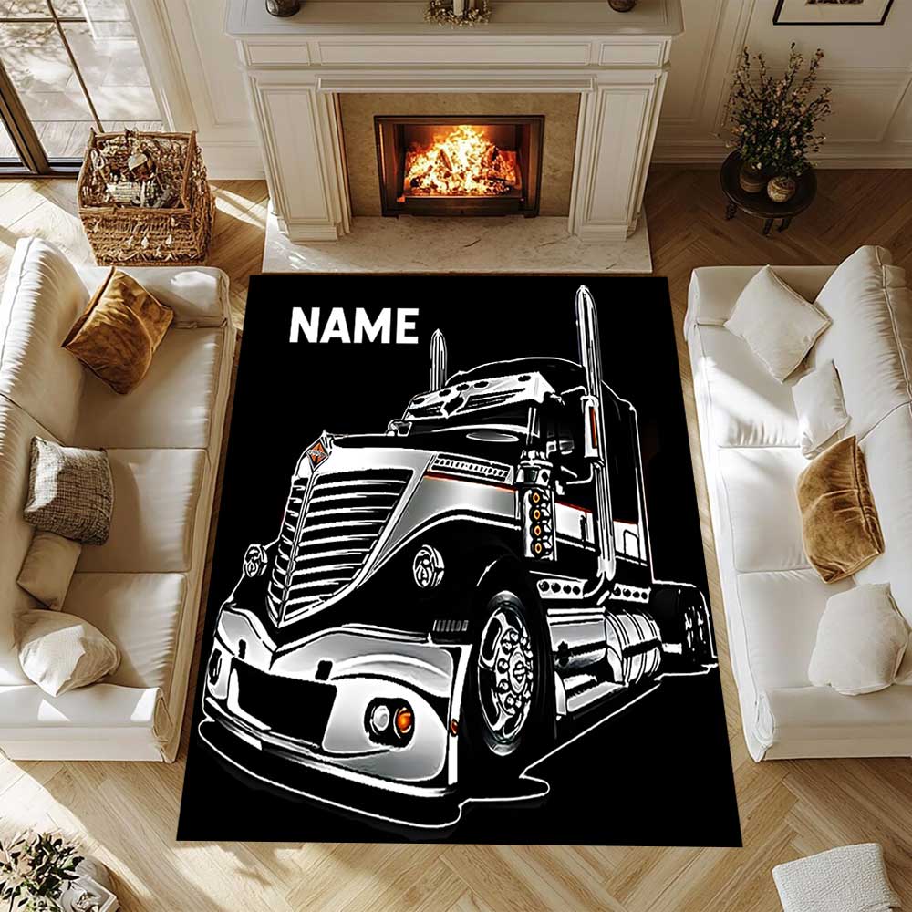 Truck Racing1 Customize your name rug, office chair cushion, home bedroom living room gift.