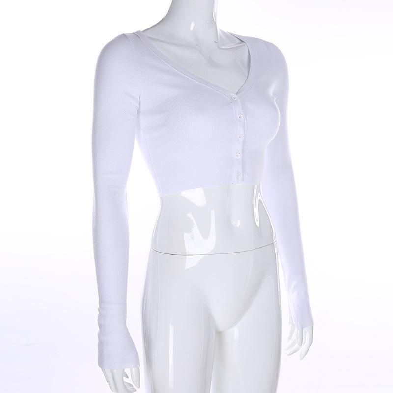 Dámský pletený svetr s dlouhým rukávem, jednobarevný, volný, pletený svetřík s výstřihem do V