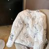 Manšestrové okraje Polstrovaný bavlněný zimní kabát pro ženy Estetický květinový potisk Elegantní bomber bunda Korejská móda Streetwear