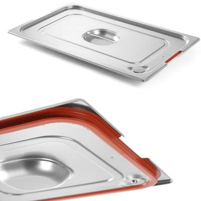 Lid for GN Profi Line Container with Silicone Seal and Cutout for Handles GN14 265x162mm Steel Hendi 804346