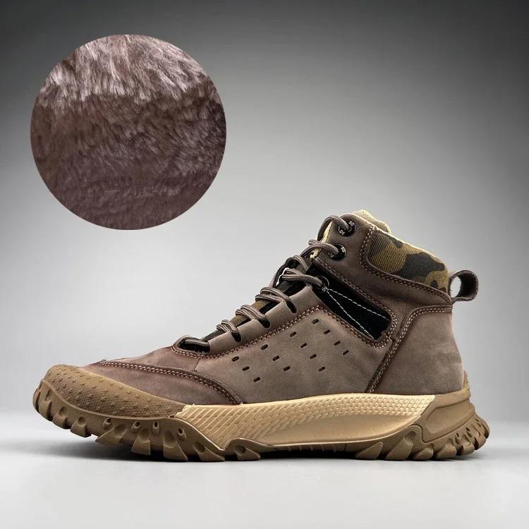 

Мужская обувь, новые высокие кроссовки из натуральной кожи, повседневные спортивные кроссовки для походов, кроссовки для активного отдыха, нескользящие ботинки из коровьей кожи для скалолазания 39