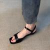 Fashion French Vintage Simple One-word Buckle Sandals Women's 2025 Summer New Versatile Low Heel Shoes