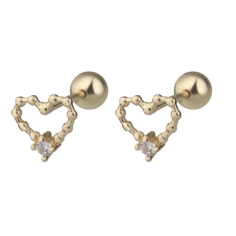 S925 Silver Mini Heart Stud Earrings With Screw Back Cute Bean Love Design Small Diamond Jewelry For Women