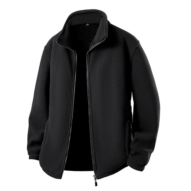 Fuzzy Sherpa Jacket for Men Casual Full Zip Stand Collar Fall Winter Warm Outwear Polar Fleece Jackets Men's Outdoor Hiking Soft Coat With Pockets
