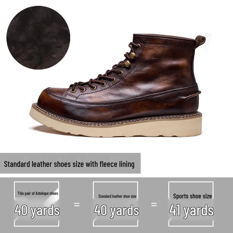 Men`s British-Style Genuine Leather High-Top Martin