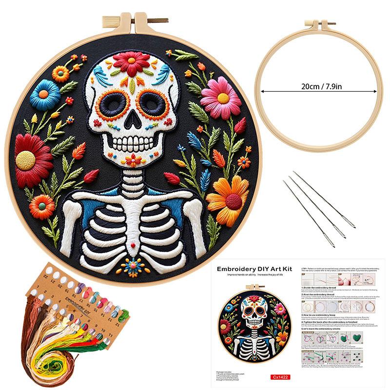 New Halloween Skull Diy Handmade Embroidery Material Pack Needle And Thread Kit Self-Embroidery Creative