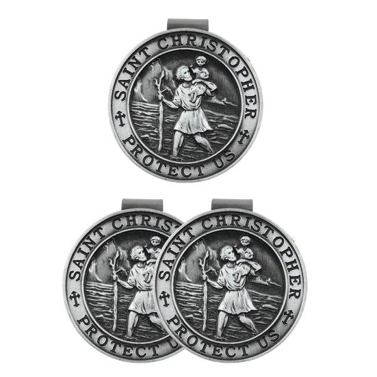St Christopher Visor Clip for Car Metal Saint Christopher Amulet Safety Talisman Automotive Accessories