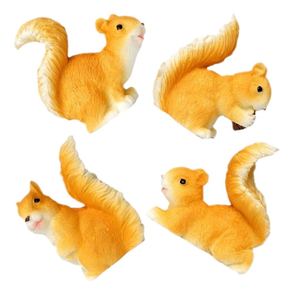 4 Stück Eichhörnchen Harz Handwerk Ornamente Miniatur Kleine Eichhörnchen Dekorationen für Garten Bonsai Sukkulenten Pflanzer Kreatives Harz