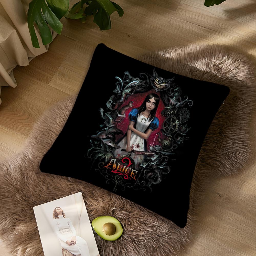Classic Game A-Alice Madness Returns Pillow Case Sofa Living Room Bedroom Headboard Backrest Cushion Square Cushion Nap Time