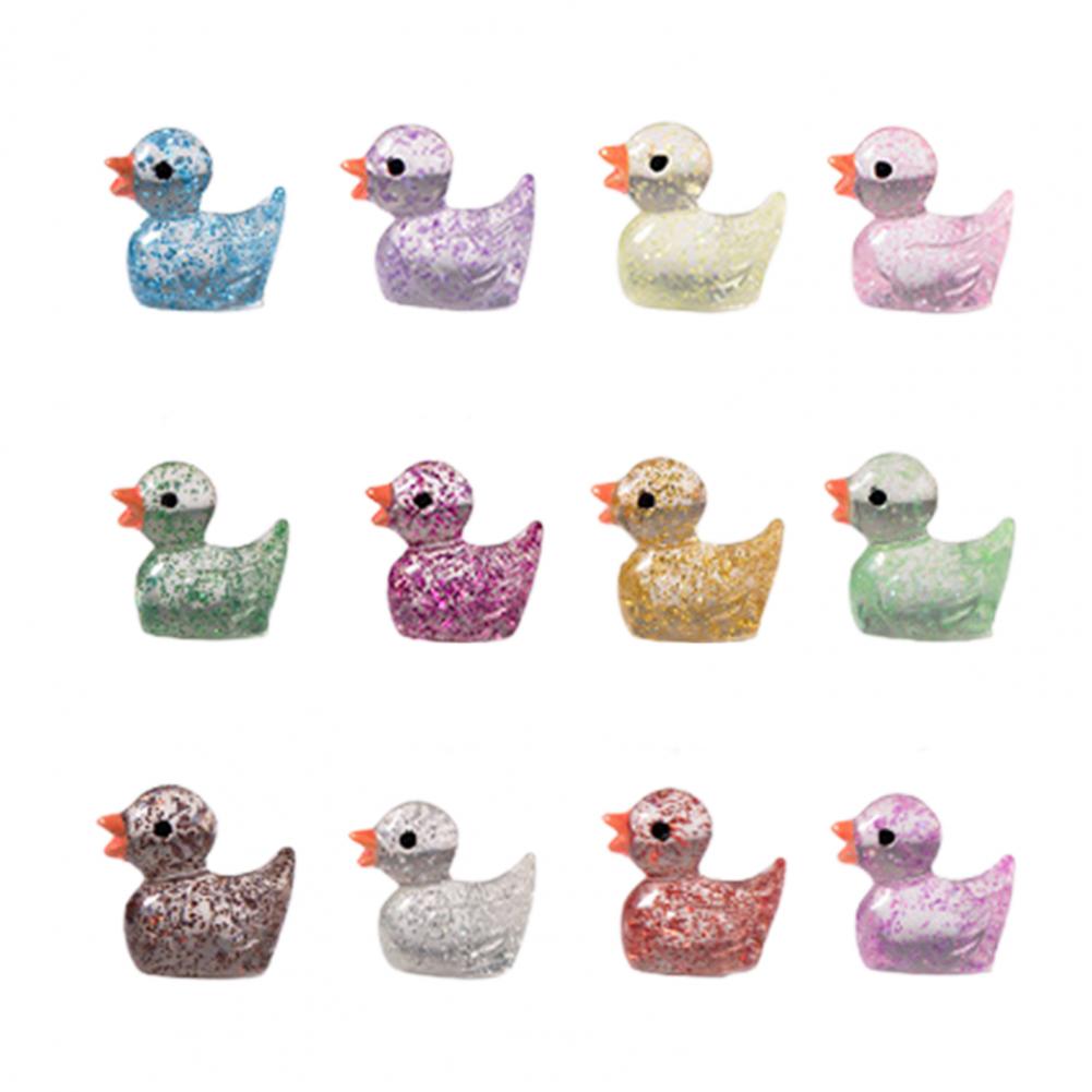 

150Pcs Mini Glitter Duck Figurine Colorful Duck Resin Statue Miniature Animal Ornament for Garden Party Favors