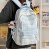 Schoolbag1011 New Plaid Backpack, Student Schoolbag, Women's Large-capacity, Lightweight and Simple, Junior High School Student Shoulder Make-up Bag