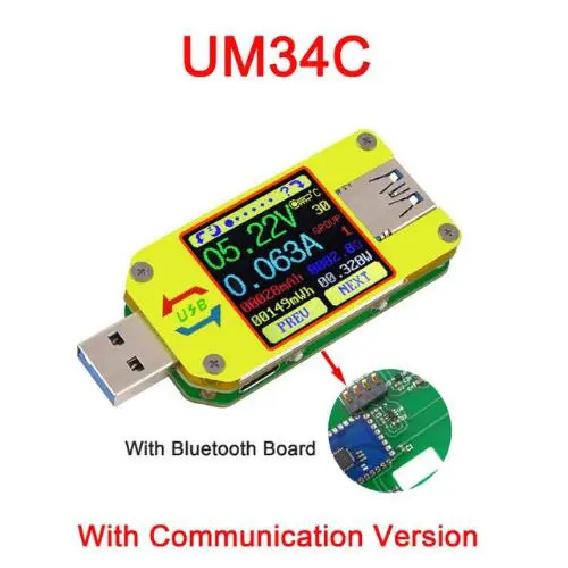UM34/UM34C UM24/UM24C UM25/UM25C Color LCD Display USB Voltage Tester Current Meter Voltmeter Battery Charge Measure