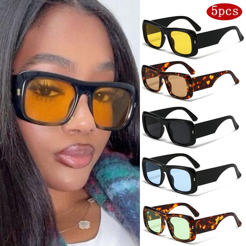 Protective Glasses 5Pcs Women Large Frame Square Sunglasses Personality Simple Eyewear Fashion Women Candy Color Eyewear Unisex
