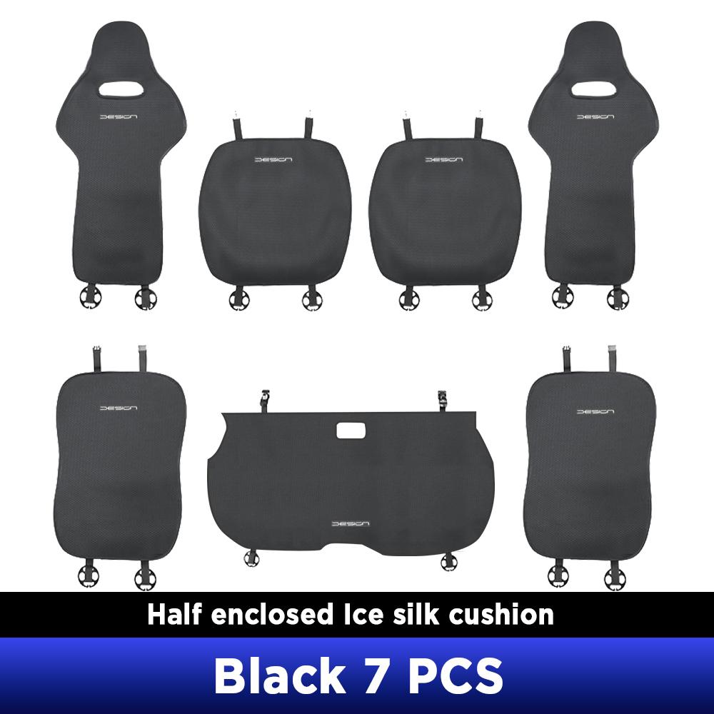 

For BYD Dolphin MINI BYD SEAGULL Four Seasons Car Seat Cover Breathable Ice Silk Cushion Protector Pad Front Fit for Most Cars 7 PCS BLACK