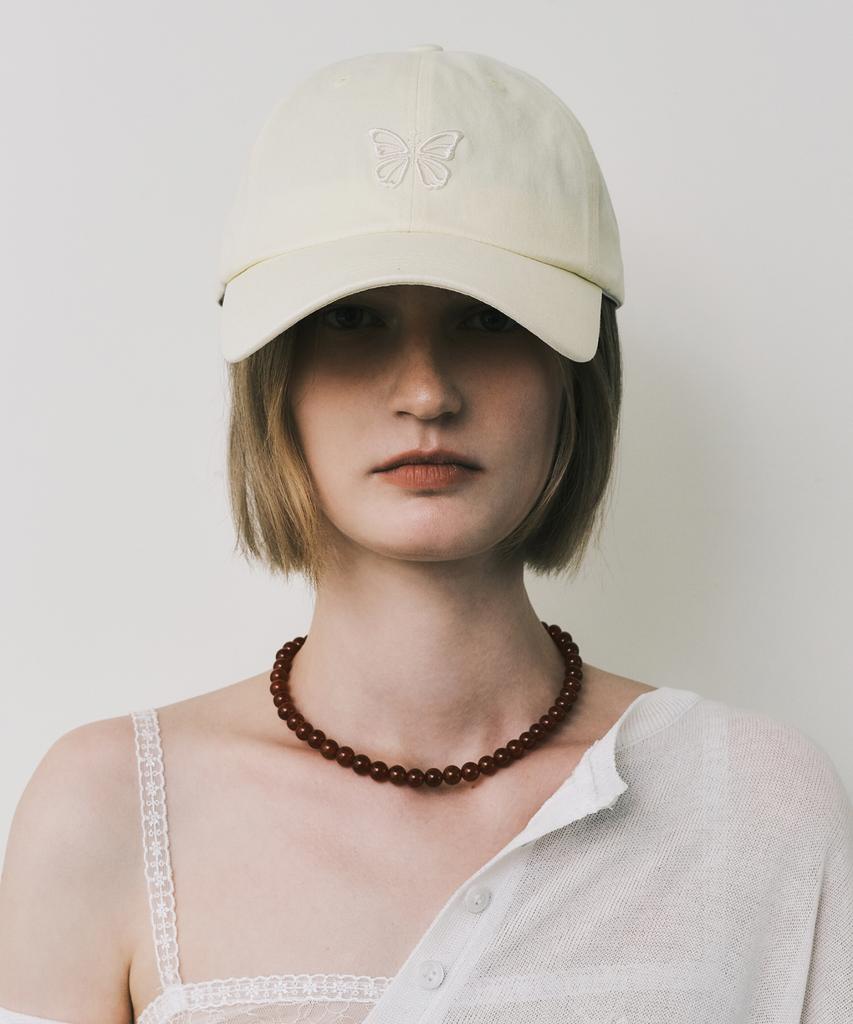 Nigaennikol Mini Butterfly Blink Ball Cap_Yellow Cream
