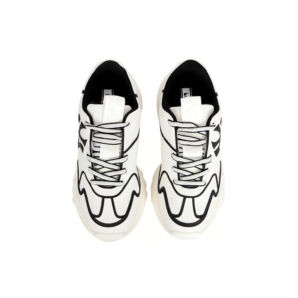 New MLB Big Ball Chunky Sneakers Unisex Low Top White/Black 3ASHCLS2N-50BKS