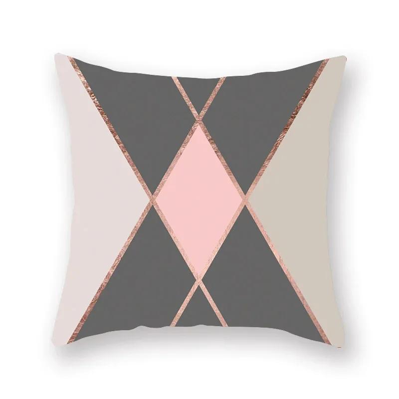 Rose Pink Geometric Marble Cushion Covers Hot Modern Nordic Decorative Throw Pillow Covers Sofa Car Seat Home Pillowcase 45*45Cm