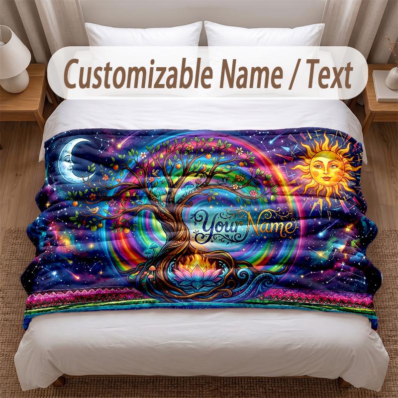 Music General Theme Soft Blanket Personalized Custom Name Text Print Warm Blanket Home Sofa Bedroom Decor