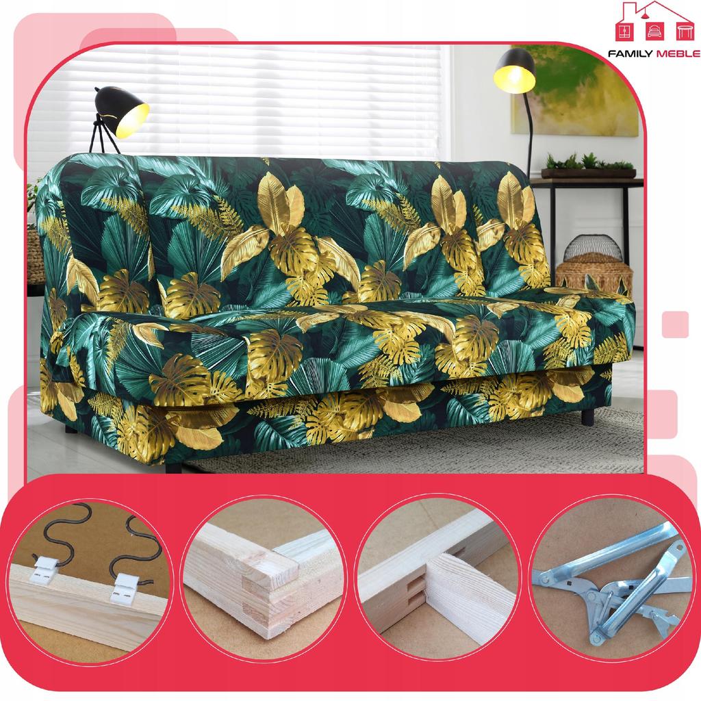 Kanapa sofa Sara Print rozkładana wersalka spania bonell łóżko Family meble 