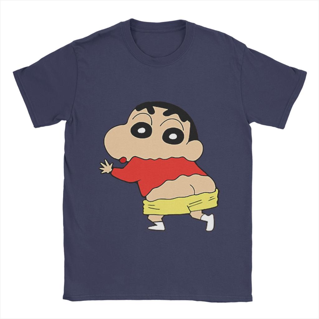 Crayon Shin-chan  T-Shirt Summer  100 Cotton T Shirts For Men Leisure Casual Tshirt Short Sleeve Aesthetic Clothes