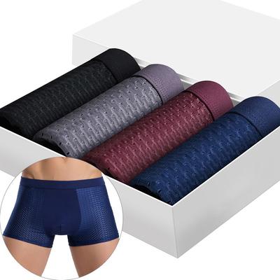 Herren-Boxershorts aus Eisseide, atmungsaktiv, bequem, locker, dünn, Übergröße