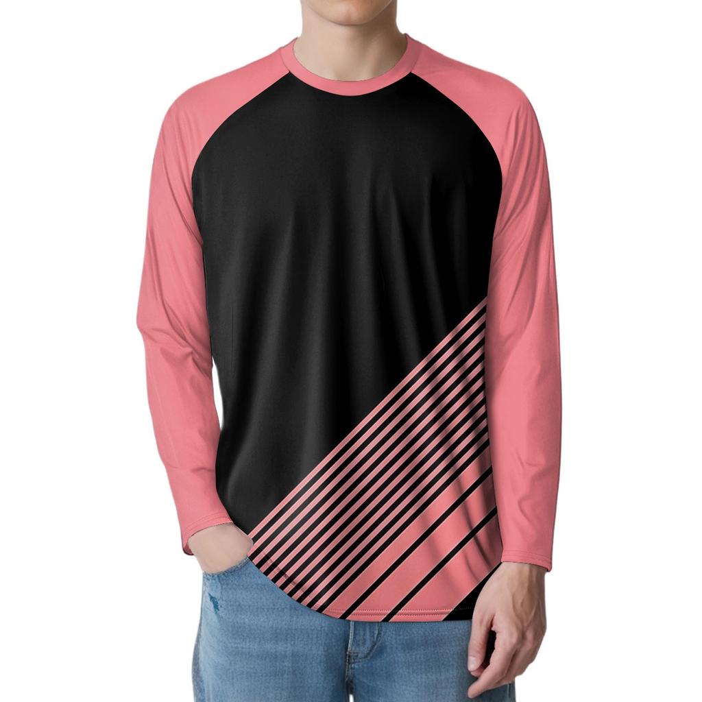Men's Fashion Printed Raglan Long Sleeve Sports Top