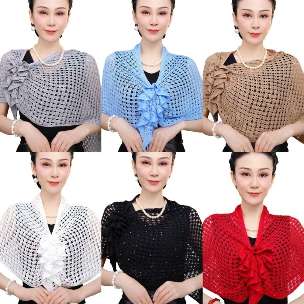 Front Buckle Design Cutout Wrap Sparkly Design Ice Silk Wrap Triangle Shawl Travel