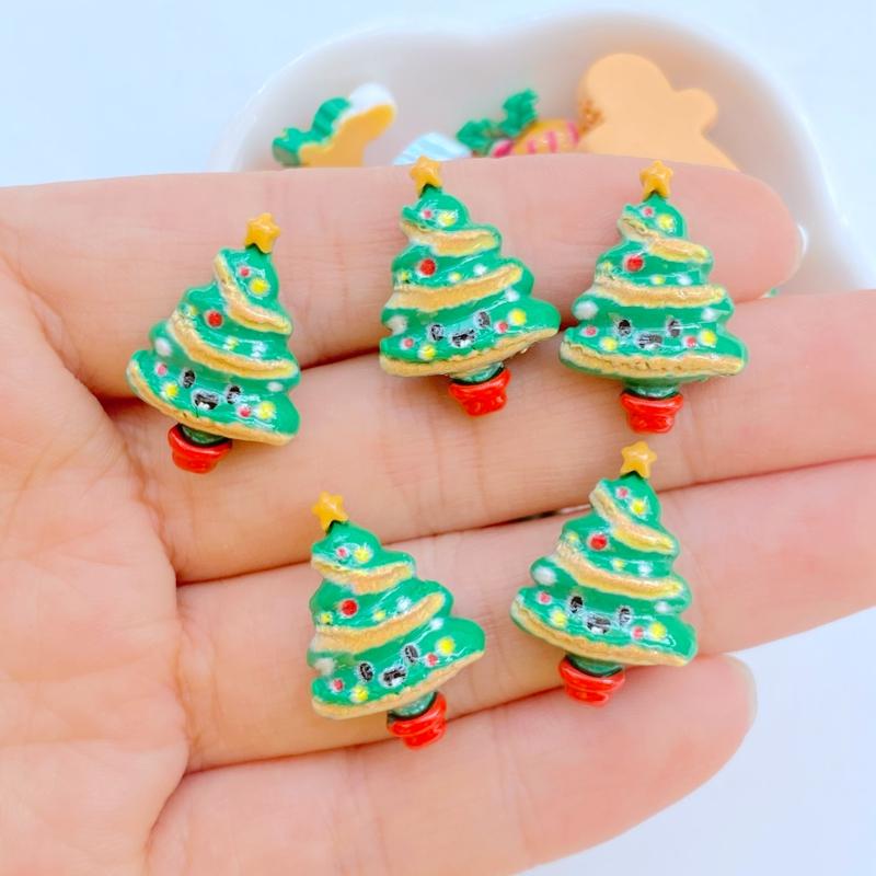 20 Stück Niedlicher Weihnachts-Schneemann, Weihnachtsmann, Lebkuchenmann, Weihnachtsbaum, Flache Rückseite, Harz, Scrapbooking, DIY, Schmuck, Dekoration, Zubehör