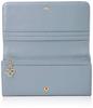 Marie Claire Women's Long Wallet, Large Capacity, Zippered Coin Purse, Genuine Leather, 24 Card Slots, Carrousel, Blue Gray